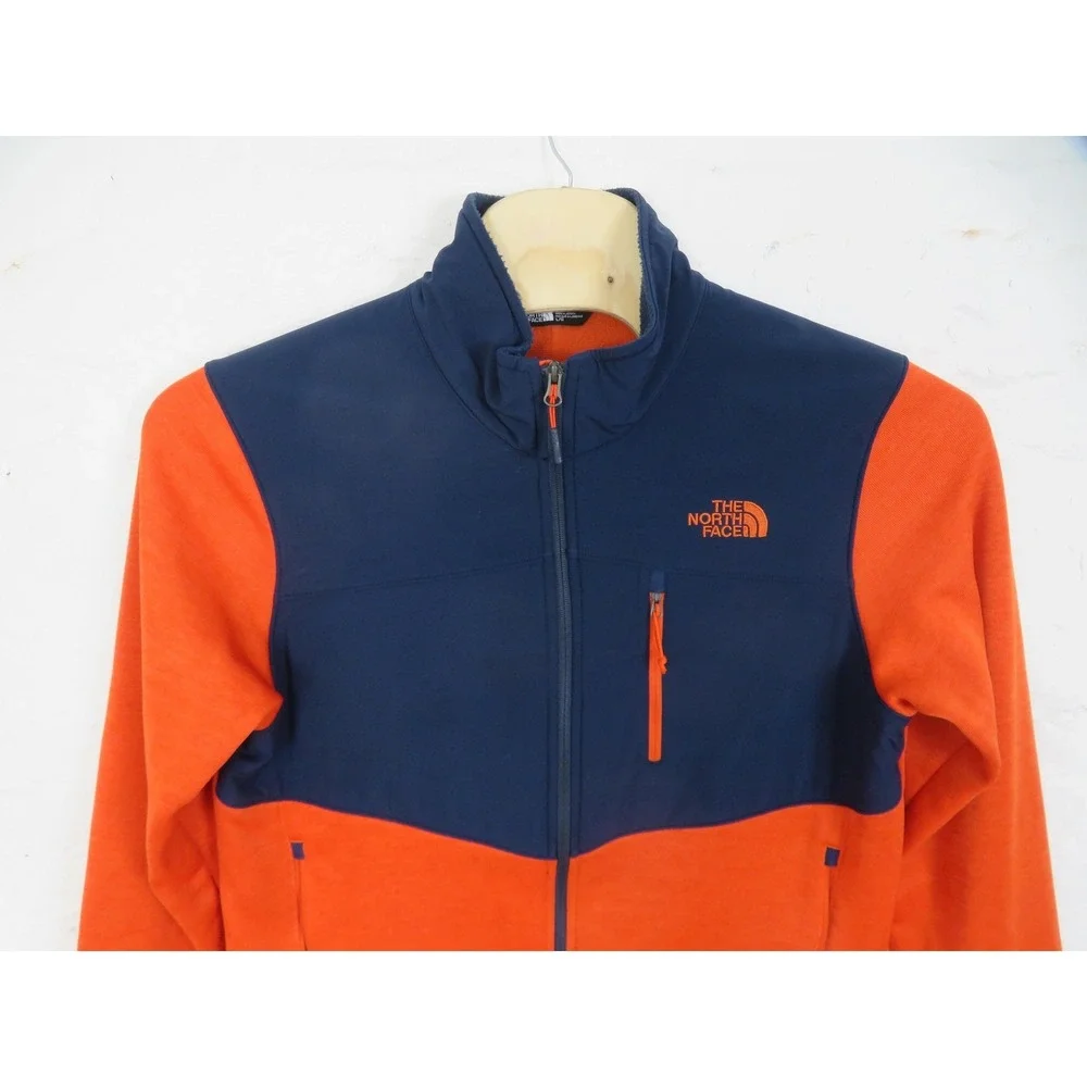 The North Face Fleece Jacket Mens Large Orange Blue Full Zip Colorblock Hiking
